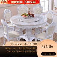 superior productsEuropean Style Dining Tables and Chairs Set Marble round Table Solid Wood round Carved Dining Table Sma