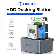 ORICO อลูมิเนียม Dual-Bay Hard Disk Docking Station Type-C 10Gbps พร้อมออฟไลน์ Clone 2.5/3.5 "HDD Ca