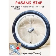 16 x1.75 PASANG SIAP rim - rim 16" basikal , tayar 16 x1.75 dan tuib . Terus pasang kat tayar basika