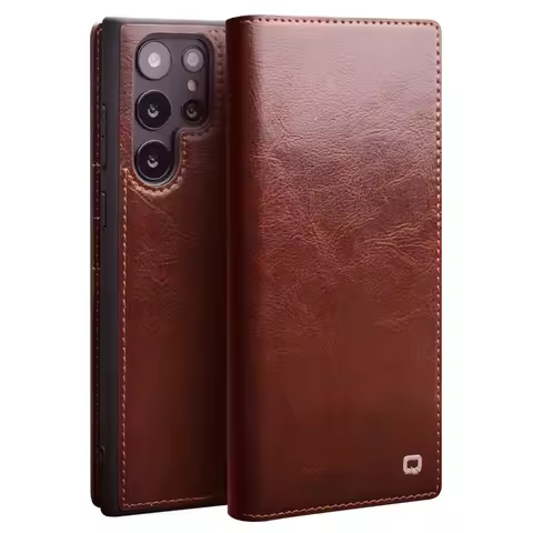 Qialino Genuine Leather Phone Case For Samsung S24 S23 S22+ S25 Plus Ultra Business Style Fashion Lu