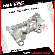 Breket Kaliper SAMURAI BRAKE / NOLAN AXIAL 2 PISTON DEPAN CB150R NEW UK 320mm - SILVER