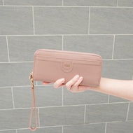 軟牛皮14卡1照拉鍊包牛皮長夾4111(貝殼粉)