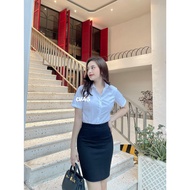 Office Pencil Skirt with Rib Pockets Bodycon 45cm [V666-45cm]