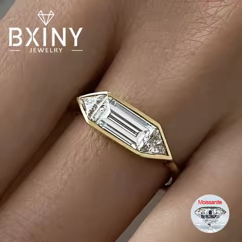 BXINY 1.4CT Moissanite Rings 925 Sterling Silver for Women Solitaire Lab Diamond Wedding Band Gifts 