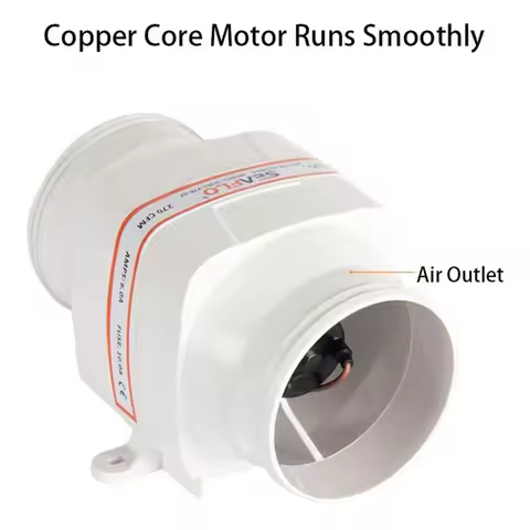 Touring Car In-Line Bilge Blower Fan DC 12V 4 Blade Marine Boat RV Air Exhaust White SFIB1-130-016 B
