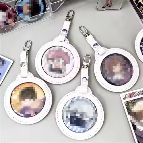 58/75mm Anime Badge Protective Cover Anime Pin Badge Case​ PU Leather Pendant Display Case ACG Game 