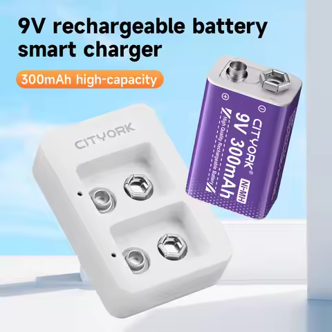 CITYORK 2-4 Slot 9V 6F22 battery charger USB Charger Smart LED Display Charger for 9V 6F22 Lithium N