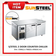 【SUNSTEEL】SUNMAC 1500MM(5FT) Stainless Steel 2 Door Counter Chiller SS2DC5