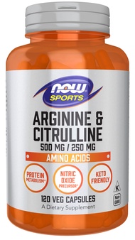 ARGININE 500mg CITRULLINE 250MG 120 CAPS 2 Pack Now Foods ARGININE 500mg CITRULLINE 250MG 120 CAPS 2