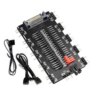 PWM 4Pin and 5V 3Pin ARGB Hub, 2-in-1 Sync Hub with SATA Power Port, CPU Cooling Fan RGB Lighting Ef