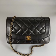 CHANEL  黛妃包25 羊皮黑金 3開