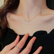 E & J - 24k gold Korean fashion women's titanium heart rate necklace 24k gold necklace titanium neck