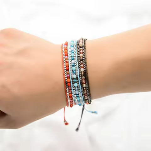 New Fashion Woman Men Handmade Bohemia Weave Adjustable Rope Chain Crystal Charms Bracelets Wristban