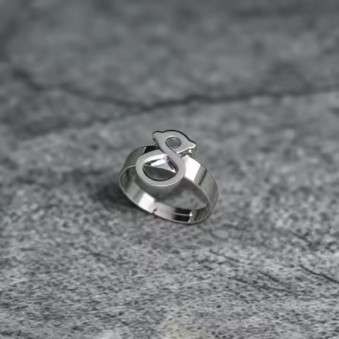 Number 8 Ring for Man, Personality Charm, Cocktail Party Accessories, Eight Punk Vintage Number Blac