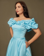 藍色婚紗、短版婚紗附口袋、晚禮服、伴娘服
