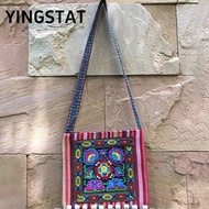 YINGSTAT Women Shoulder Bag, Hmong Tribal Ethnic Vintage Message Bag,  Tassels Embroidery Tapestry F