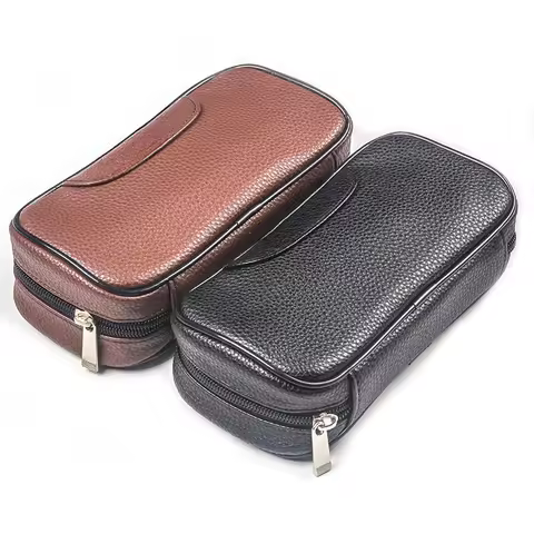 Portable Smoking Pipe Bag Soft PU Leather Tobacco Pipe Storage Bag for Travel Smoking Tools Accessor