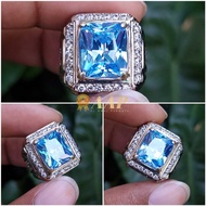 Blue topaz stone ring Men's ring Topaz stone swiss blue topaz stone