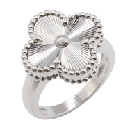 [Pre-owned] Van Cleef & Arpels Vintage Alhambra Guilloche Ring VCARP9X147 K18WG (White Gold) Vintage