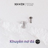 (1 Piece) Square Chain Bow Earrings - Titanium F136 - Earrings store