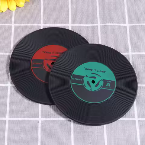 10Pcs Retro Vinyl Record Coasters Colorful Drink Cup Mats for Surface Protection Music Lover Gift Se