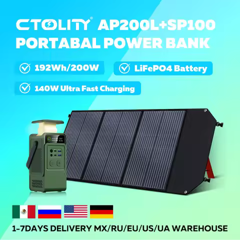 CTOLITY AP200L 192Wh Portable Power Station 100W Solar Panel Kit 200W Solar Generator PowerBank Outd
