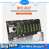 WLLW Professional 1800W BTC-D37 Mining Motherboard 8 PCIe X16 GPU Slot Bitcoin Crypto Etherum Mining Support 1600/10600MHZ DDR3 Intel Celeron 847 CPU Sets