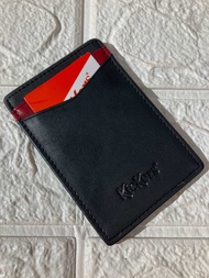 Kickers Card Holder Bifold Leather 87207 6.5 x 0.3 x 9.8 cm black leather card holder with red card