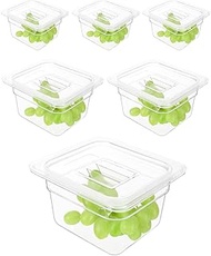 6 Pack Food Pan with Lids,1/6 Size Shatterproof Stackable Plastic Food Storage Containers for Party,