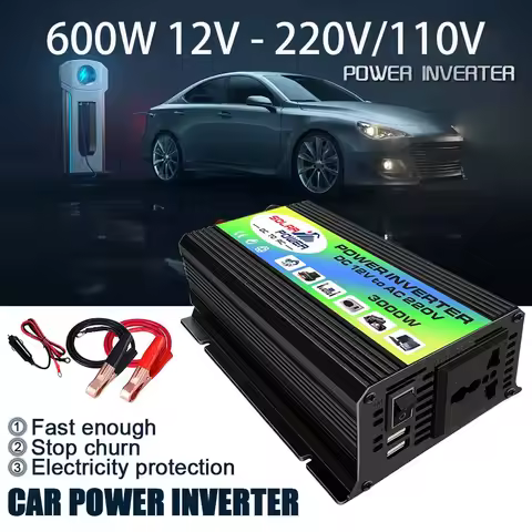 600W Converter 12V 220V / 110V /230V DC to AC Portable Car Power Inverter Charger Adapter Transforme