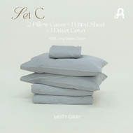 Arestale  Set C ผ้าปูที่นอน + ปลอกผ้านวม + ปลอกหมอน 2 ใบ ผ้าฝ้ายแท้ 100% Long-staple cotton Single-p