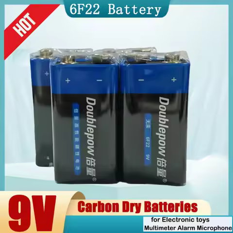 Doublepow 1-10PCS 9 Volt Battery 9V Disposable Carbon Multimeter Alarm Microphone 6F22 Iron Case Dry