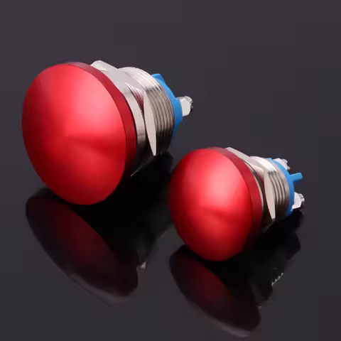 16/19/22MM Momentary Metal Mushroom Head Push Button Switch Waterproof IP65 SPST (ON)-Off 1NO 3A 250