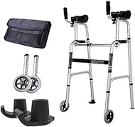 Walkers For The Elderly Folding Upright Walker,Lightweight Rollator Walker,Support Arm Walker,Elderly Handrail, Walking Aid, Handicapped Person,Four-Foot Crutches (Color : 4 Rounds Of Seat) (2 Rounds