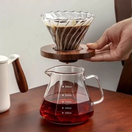 Coffee Pot V60 Coffee Dripper Set Diamond Coffee Server Glass Tea Coffee Pot Sharing Filter 2pcs Set