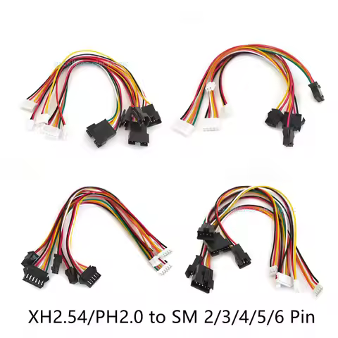 5PCS SM 2.54mm XH/PH2.0 Plug/Socket 2P/3P/4P/5P/6P Conversion Cable 20cm 26AWG SM2.54 Extension Cabl
