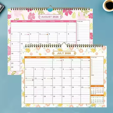 Thick Paper English Calendar Holidays Marked Hook Hanging 18 Months Calendar Daily Study July 2026-D