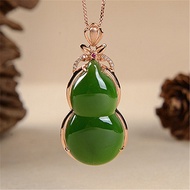 Novel 18K gold plated Hotan Jade jasper pendant female Russian jasper gourd pendant Fulu necklace pe