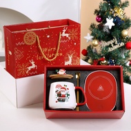 Christmas Gift Packaging 55 Warm Ceramic Cup with Lid Santa Mug Office Coffee Cup 25.10.19