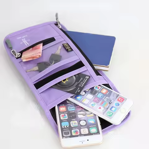 Travel Documents, Passport, Flight Ticket Storage Bag, Multi-functional Anti theft Portable Crossbod