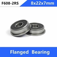 100Pcs F608-2Rs 8X22x7 Rubber Sealed Miniature Flanged Deep Groove Bearings F608rs F608 2Rs