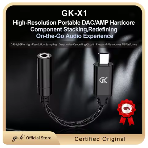 GK X1 DAC AMP Adapter HIFI Earphone Type-C To 3.5mm Audio Cable Chip Amplifier PCM 192kHz Adapter Ca