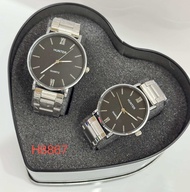 HUNTER [ H6720 + H8867 ] JAM ANALOG BESI + JAM COUPLE  BESI + JAM TANGAN BESI