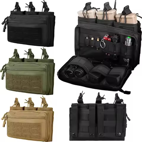 Molle Triple Magazine Pouch 5.56mm 7.62mm Rifle Cartridges Holder 1000D Nylon Detachable Mag Admin P