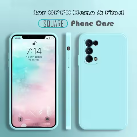 Luxury Square Phone Case For OPPO Reno 6 5 4 3 Find X5 X3 Lite X2 Neo Pro A55 A54 A74 A94 Soft Silic