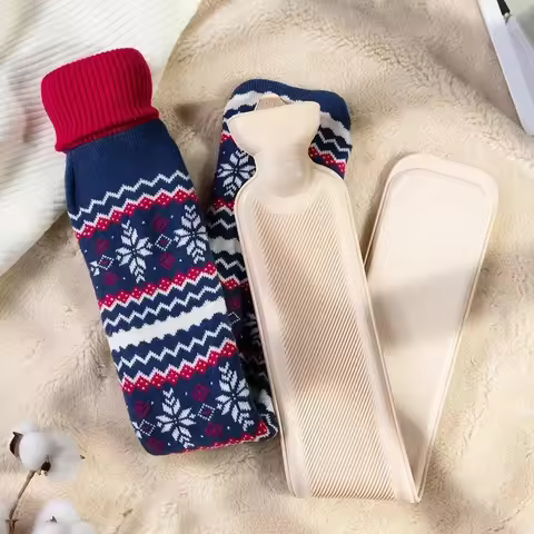 Hot Water Bottle Pouch Waist Hot Water Bottle with Cover Long Rubber Hot Water Bag Soft Plush Hot Wa