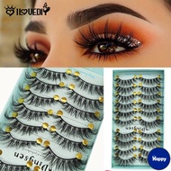 HS [DS] 10 Pairs Handmade 3D Volume Mink Hair False Eyelashes / Natural Thick Long Eye Lashes / Beau