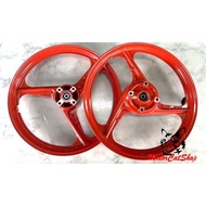 Enkei Sport Rim 3 Batang Oren Yamaha Y125Z / LC135 5S / LC135-Fi, Size (F 1.4, R 1.6) Free Tubeless 