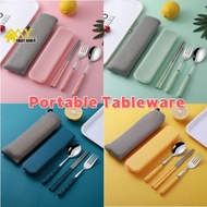 餐具 Office / Student Portable Tableware Set Spoon Fork + Chopstick Cutlery + Storage Box Bag Wheat Straw Eco Friendly Safe Use Portable Tableware for Doorgift Home Box Tableware students office worker Chopsticks Dinnerware Set Sudu Garfu Pink