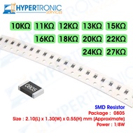 10pcs SMD Resistor, Chip Resistor , Size 0805 - 10k 11k 12k 13k 15k 16k 18k 20k 22k 24k 27k ohm